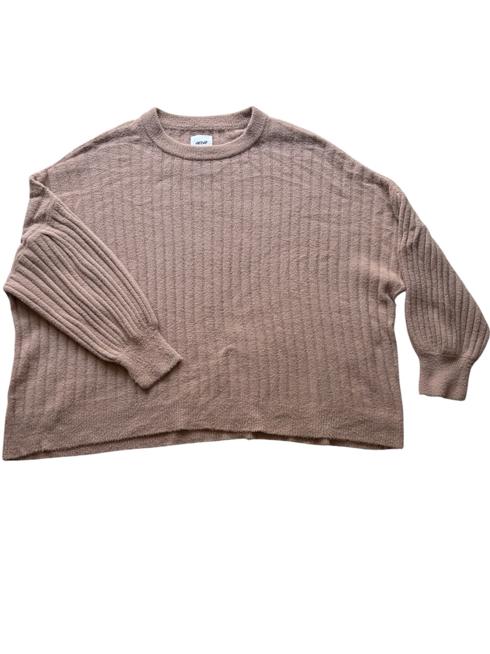 Aerie Women's Tan Ribbed Crew Neck Sweater Size XXL